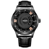 Genuine Leather Engraved Dial Military Watch