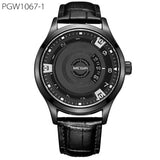 Genuine Leather Engraved Dial Military Watch