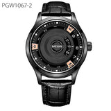 Genuine Leather Engraved Dial Military Watch