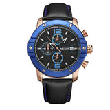 Sport Leather Strap Chronograph Quartz Military Watch
