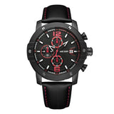 Sport Leather Strap Chronograph Quartz Military Watch